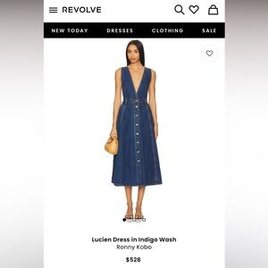 REVOLVE Ronny Kobo Indigo Wash Midi Dress